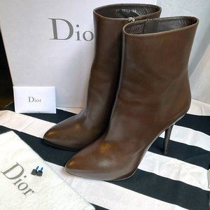 Dior Brown Heeled Boots Size 8 / 38 NIB NWT NBW